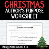 CHRISTMAS Author's Purpose Worksheet