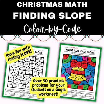 Preview of CHRISTMAS BELL Color by Code Math: Finding Slope Between 2 Points