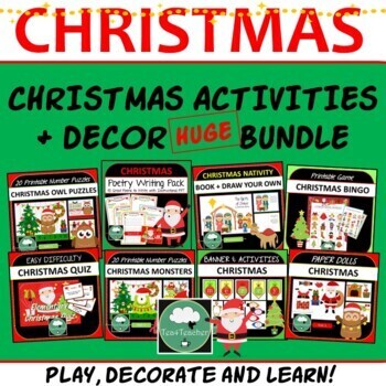 Preview of CHRISTMAS ACTIVITIES and CHRISTMAS DECOR BUNDLE to Keep Kids Busy at Christmas