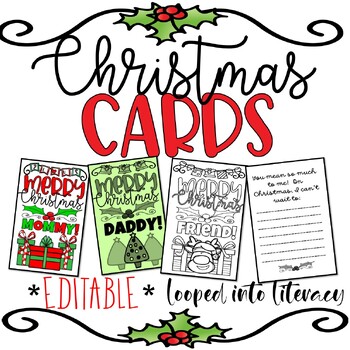 Preview of CHRISTMAS CARDS EDITABLE PARENT GIFTS WRITING COLORING personalize 2023