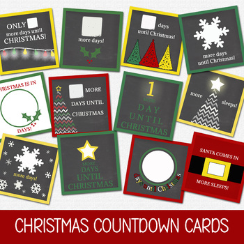 Preview of CHRISTMAS COUNTDOWN CARDS, XMAS PRINTABLE, HOLIDAY ACTIVITY, INSTANT DOWNLOAD