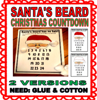 CHRISTMAS COUNTDOWN- SANTA'S BEARD HAS NO HAIR! by Texas Teacher Besties