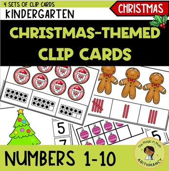 Preview of CHRISTMAS COUNTING CLIP CARDS | 1-10 | MATH CENTER ACTIVITIES | NUMBER SENSE