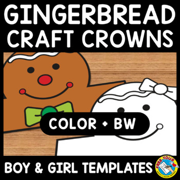 Preview of GINGERBREAD MAN CRAFT CROWN CHRISTMAS ACTIVITY BOY & GIRL HAT KINDERGARTEN PREK
