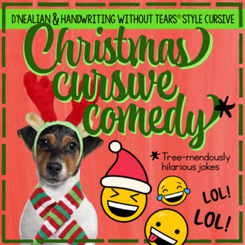 Preview of CHRISTMAS CURSIVE practice Joke Book Handwriting Without Tears® style DNealian