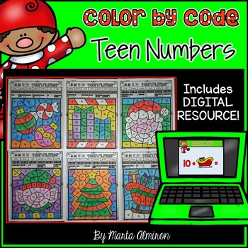 Preview of CHRISTMAS - Color by the TEEN NUMBER {INCLUDES DIGITAL RESOURCE}