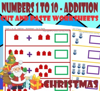CHRISTMAS-Count 1 to 10 – Addition – Cut and Paste Worksheets | TPT