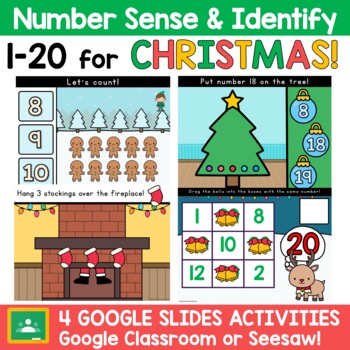 Preview of CHRISTMAS Counting to 20 Holiday Math Activities Google Slides