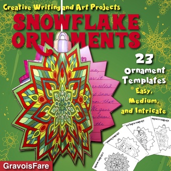 Preview of CHRISTMAS Crafts & Activities: 23 Snowflake Ornaments for Creative Writing & Art