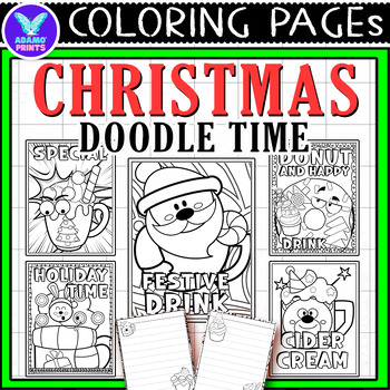 Preview of CHRISTMAS Doodle Time Coloring Pages & Writing Paper Activities NO PREP