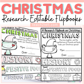 Preview of Christmas Around the World Research Project Editable Flipbook Templates