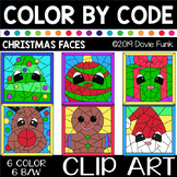 CHRISTMAS FACES Color by Number or Code Clip Art