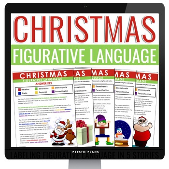 Preview of Christmas Figurative Language Assignments - Literary Devices Digital Activity