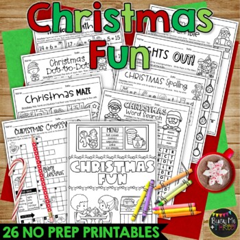 Preview of CHRISTMAS FUN Activity No Prep Worksheets Crosswords Word Search Puzzles