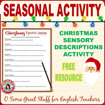 Preview of Christmas Figurative Language in Sensory Sentences Creative Writing Activity