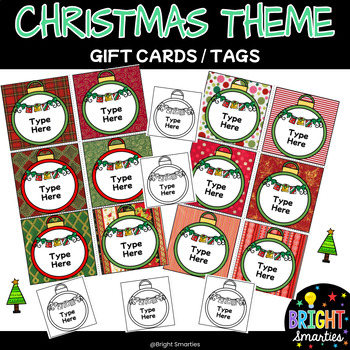 Preview of CHRISTMAS GIFT CARDS/TAGS EDITABLE OPTION, COLOURED & BLACK & WHITE