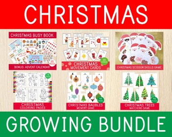 Preview of CHRISTMAS GROWING BUNDLE, Worksheets, Games, Puzzles, Coloring, Cut & Glue, etc.