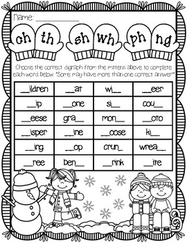 Preview of Christmas H-Brothers Digraph Worksheet