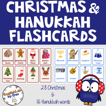 Preview of CHRISTMAS & HANUKKAH FLASHCARDS / VOCABULARY / WORDS