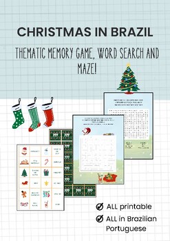 Preview of CHRISTMAS IN BRAZIL - thematic memory game, word search and maze! (NATAL)