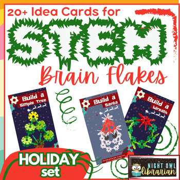 Preview of CHRISTMAS Interlocking Discs STEM BIN Idea Cards - Maker Space BRAIN FLAKES
