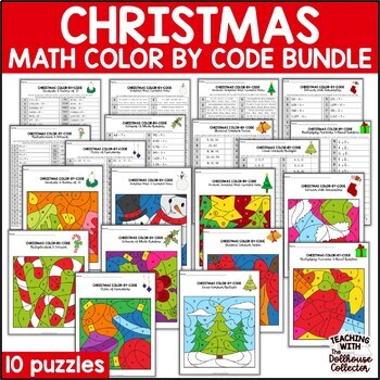 Preview of CHRISTMAS MATH COLOR BY CODE BUNDLE for Upper Elementary Students