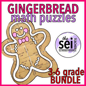 Preview of CHRISTMAS MATH CRAFT WINTER ACTIVITIES GINGERBREAD MAN PUZZLE BUNDLE