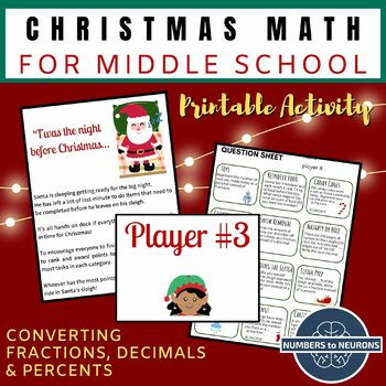 Preview of Christmas Math for Middle School: Converting Fractions, Decimals, & Percents