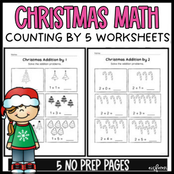 CHRISTMAS MATH WORKSHEETS ADDITION BY NUMBERS 1-5 by sheetworm | TpT