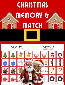 Preview of CHRISTMAS MEMORY & MATCHING GAME with BLACK SANTA & FRIENDS!