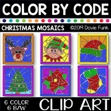 CHRISTMAS MOSAICS  Color by Number or Code Clip Art