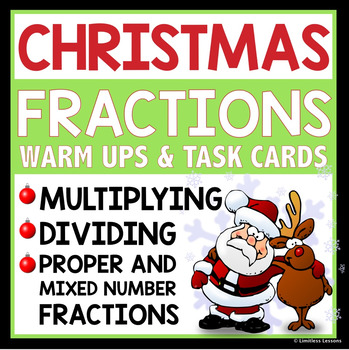 Preview of CHRISTMAS MULTIPLY AND DIVIDE FRACTION TASK CARDS AND WARM-UPS