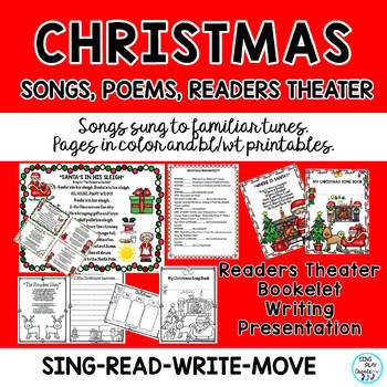 Preview of Christmas Literacy Songs, Poems, Fingerplays, Readers Theater, Writing  {CCSS}