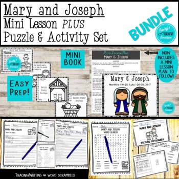 CHRISTMAS Mary and Joseph Mini Lesson PLUS Puzzle & Activity Set BUNDLE