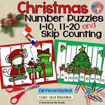 CHRISTMAS Math Number Sequencing Puzzle Printables by Teacher by the ...