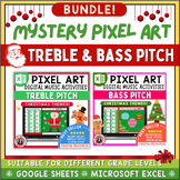 CHRISTMAS Music Activities - Treble and Bass Notes Pixel A