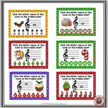 CHRISTMAS Music Name the Treble Pitch BOOM Cards™ - Digital Task Cards