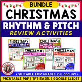 CHRISTMAS Music Worksheets - Rhythm, Treble and Bass Clef 