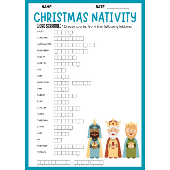 CHRISTMAS NATIVITY word scramble puzzle worksheet activity | TPT