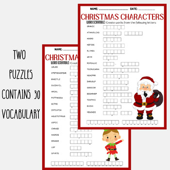 CHRISTMAS NATIVITY word scramble puzzle worksheets activities | TPT