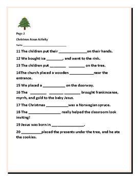 CHRISTMAS NOUN ACTIVITY by HOUSE OF KNOWLEDGE AND KINDNESS | TPT