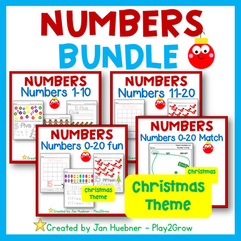 Preview of CHRISTMAS BUNDLE Numbers 0-20 Worksheets Activities Preschool Kindergarten