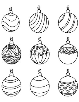 Preview of CHRISTMAS ORNAMENTS COLORING, 8 PAGES, 22 OPTIONS, CHRISTMAS ACTIVITIES, PDF