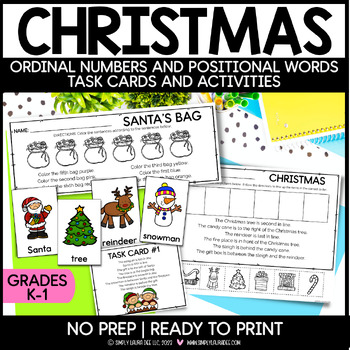 Preview of CHRISTMAS Ordinal and Positional Words | Task Cards and Activities