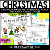 CHRISTMAS Ordinal and Positional Words | Task Cards and Ac