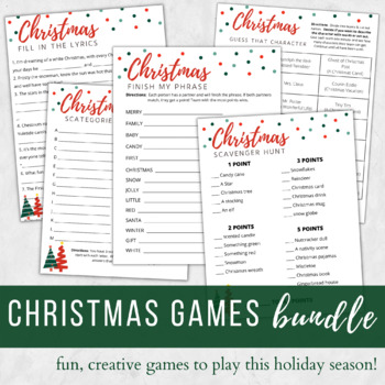 CHRISTMAS PARTY GAME printable with NO PREP! 10 games in bundle