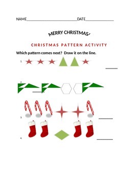 Preview of CHRISTMAS PATTERN ACTIVITY FOR K & 1