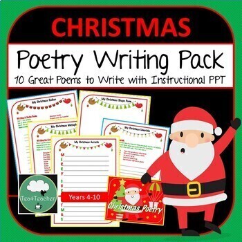 Preview of CHRISTMAS POETRY WRITING ACTIVITIES 10 Christmas Poem Ideas Lower High School