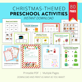 CHRISTMAS PRESCHOOL PACKET, Christmas Preschool Printable, Homeschool ...