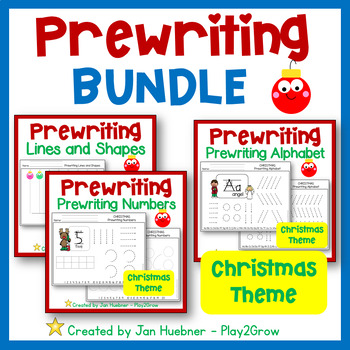 Preview of CHRISTMAS BUNDLE Prewriting Lines Shapes Letters Numbers Kindergarten NO PREP